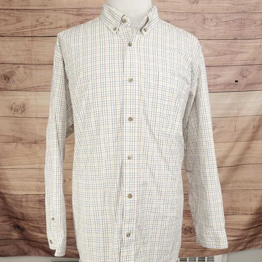 Wrangler Shirt Mens 3XL White Check Long Sleeve Button-Up Cotton Casual Pocket